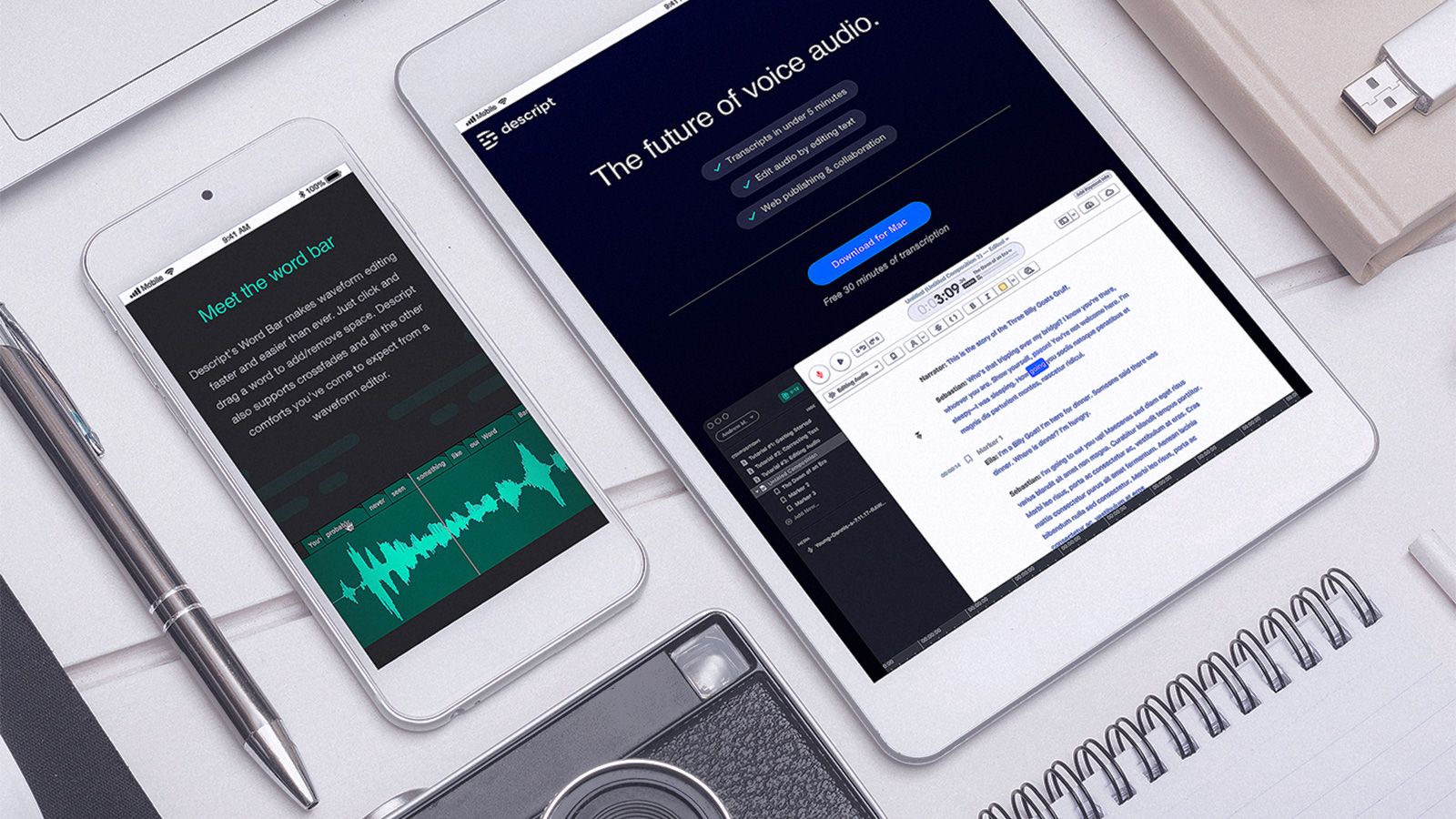 descript website mockups